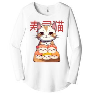 Sushi Japanese Cat Cute Gift Women's Perfect Tri Tunic Long Sleeve Shirt