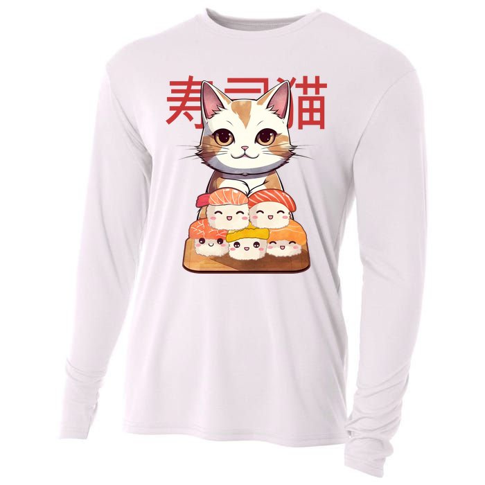 Sushi Japanese Cat Cute Gift Cooling Performance Long Sleeve Crew