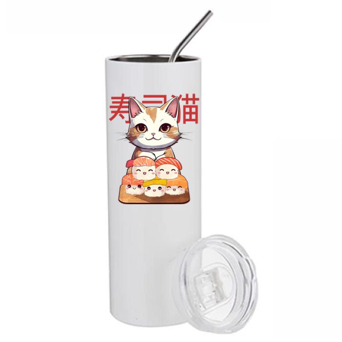 Sushi Japanese Cat Cute Gift Stainless Steel Tumbler