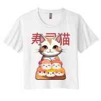 Sushi Japanese Cat Cute Gift Women's Crop Top Tee