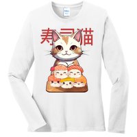 Sushi Japanese Cat Cute Gift Ladies Long Sleeve Shirt