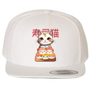 Sushi Japanese Cat Cute Gift Wool Snapback Cap