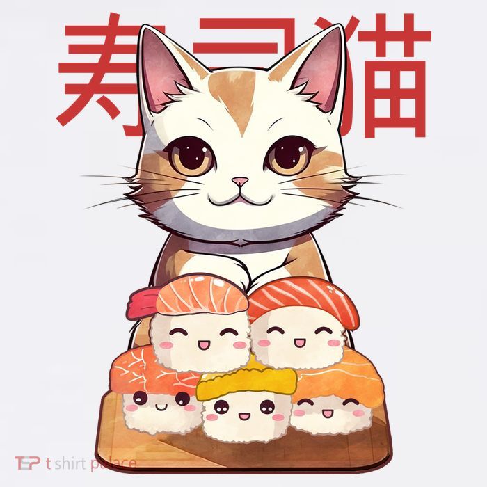 Sushi Japanese Cat Cute Gift Kids T-Shirt