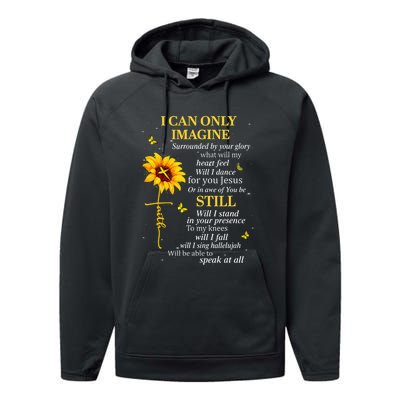 Sunflower Jesus Christian Bible Verse Faith In Christ  Performance Fleece Hoodie