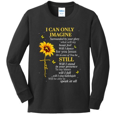 Sunflower Jesus Christian Bible Verse Faith In Christ  Kids Long Sleeve Shirt