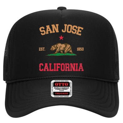 San Jose California High Crown Mesh Back Trucker Hat