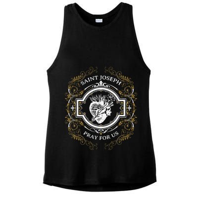 St Joseph Consecration Most Chaste Heart Catholic Saint Ladies PosiCharge Tri-Blend Wicking Tank