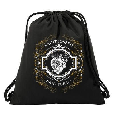 St Joseph Consecration Most Chaste Heart Catholic Saint Drawstring Bag