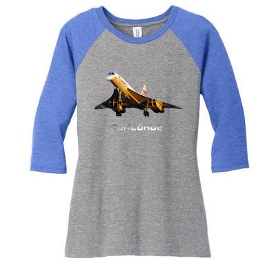 Supersonic Jet Concorde Women's Tri-Blend 3/4-Sleeve Raglan Shirt