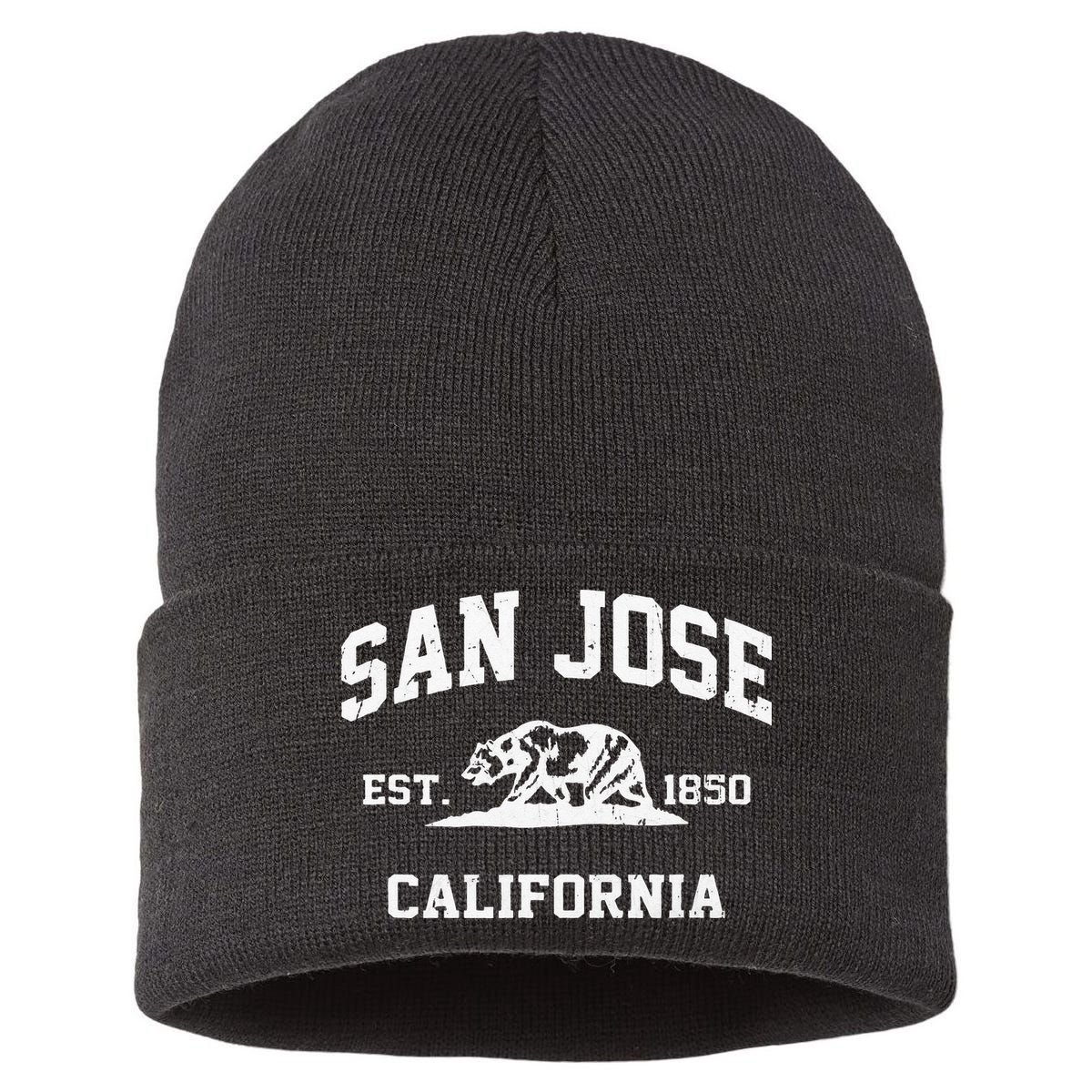 San Jose California CA Vintage State Athletic Style Sustainable Knit Beanie