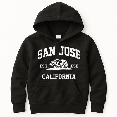 San Jose California CA Vintage State Athletic Style Kids Hoodie