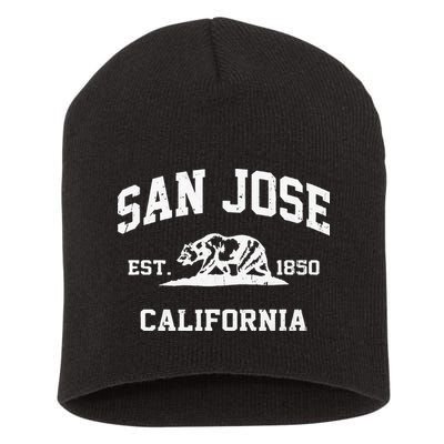 San Jose California CA Vintage State Athletic Style Short Acrylic Beanie