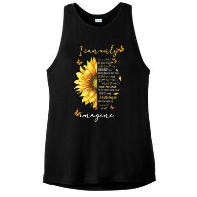 Sunflower Jesus Cross I Can Imagine Christian Religious Gift Ladies PosiCharge Tri-Blend Wicking Tank