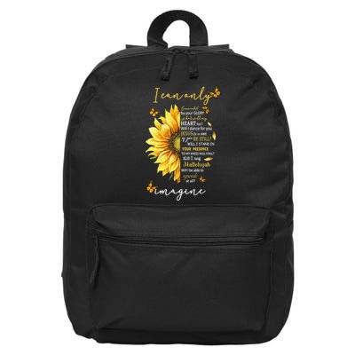 Sunflower Jesus Cross I Can Imagine Christian Religious Gift 16 in Basic Backpack