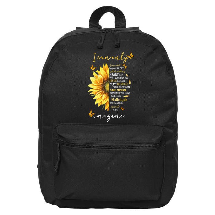 Sunflower Jesus Cross I Can Imagine Christian Religious Gift 16 in Basic Backpack