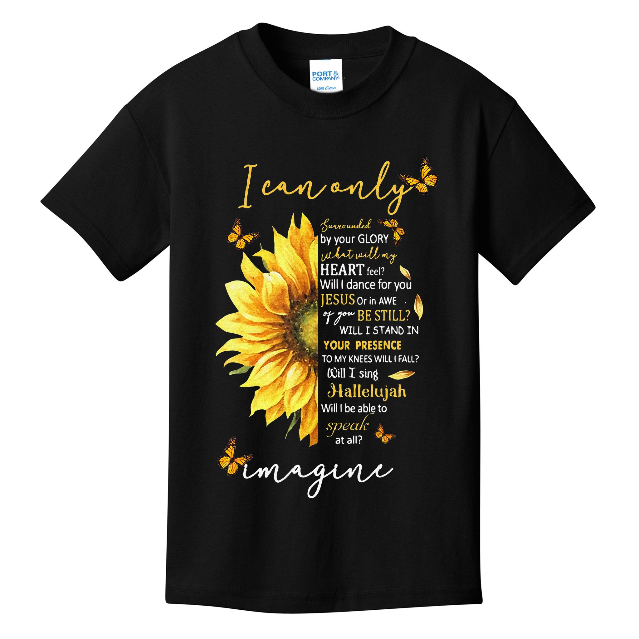 Sunflower Jesus Cross I Can Imagine Christian Religious Gift Kids T-Shirt