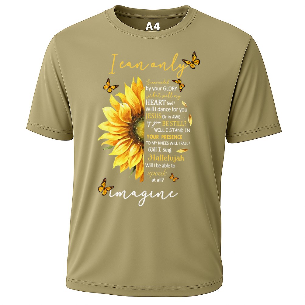 Sunflower Jesus Cross I Can Imagine Christian Religious Gift Cooling Performance Crew T-Shirt