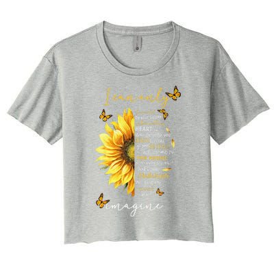 Sunflower Jesus Cross I Can Imagine Christian Religious Gift Women's Crop Top Tee