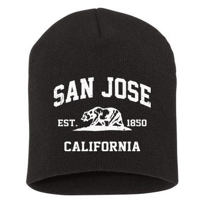 San Jose California CA Vintage State Athletic Style Short Acrylic Beanie