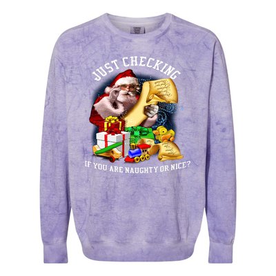 Santa Just Checking If You Are Naughty Or Nice Colorblast Crewneck Sweatshirt