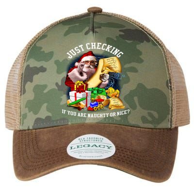 Santa Just Checking If You Are Naughty Or Nice Legacy Tie Dye Trucker Hat