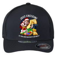 Santa Just Checking If You Are Naughty Or Nice Flexfit Unipanel Trucker Cap