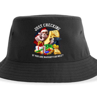 Santa Just Checking If You Are Naughty Or Nice Sustainable Bucket Hat