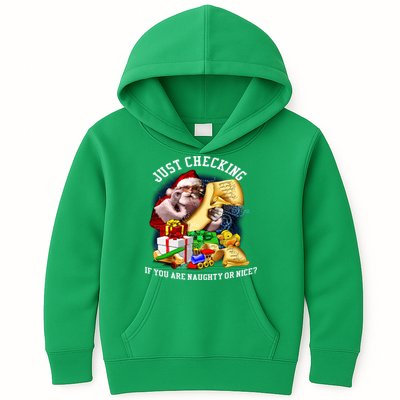 Santa Just Checking If You Are Naughty Or Nice Kids Hoodie