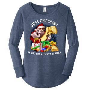 Santa Just Checking If You Are Naughty Or Nice Women's Perfect Tri Tunic Long Sleeve Shirt