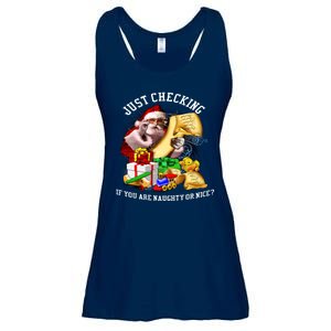 Santa Just Checking If You Are Naughty Or Nice Ladies Essential Flowy Tank