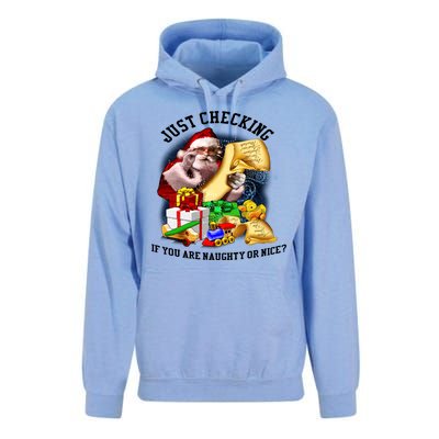 Santa Just Checking If You Are Naughty Or Nice Unisex Surf Hoodie