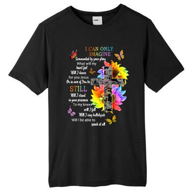 Sunflower Jesus Cross Butterfly I Can Imagine Christian Tall Fusion ChromaSoft Performance T-Shirt