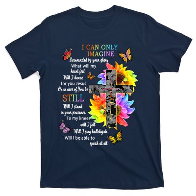 Sunflower Jesus Cross Butterfly I Can Imagine Christian T-Shirt