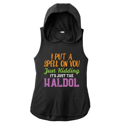 Spell Just Ding Haldol Funny Nurse Halloween Rn Icu Gift Ladies PosiCharge Tri-Blend Wicking Draft Hoodie Tank