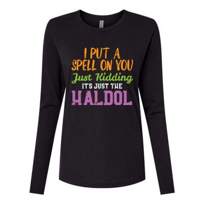 Spell Just Ding Haldol Funny Nurse Halloween Rn Icu Gift Womens Cotton Relaxed Long Sleeve T-Shirt