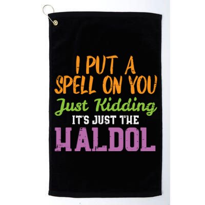 Spell Just Ding Haldol Funny Nurse Halloween Rn Icu Gift Platinum Collection Golf Towel