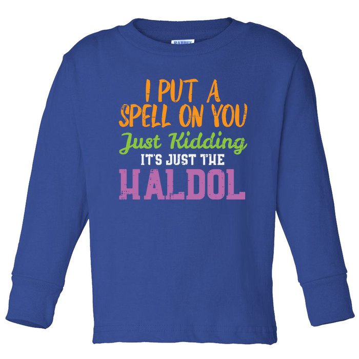 Spell Just Ding Haldol Funny Nurse Halloween Rn Icu Gift Toddler Long Sleeve Shirt