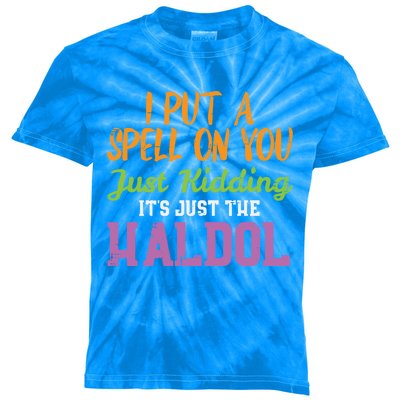 Spell Just Ding Haldol Funny Nurse Halloween Rn Icu Gift Kids Tie-Dye T-Shirt