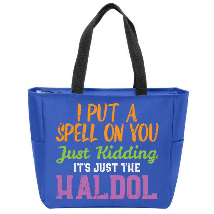 Spell Just Ding Haldol Funny Nurse Halloween Rn Icu Gift Zip Tote Bag