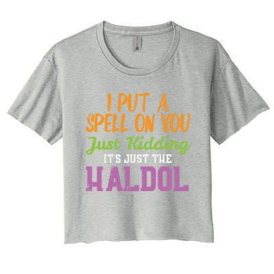 Spell Just Ding Haldol Funny Nurse Halloween Rn Icu Gift Women's Crop Top Tee