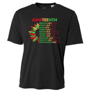 Sunflower Juneteenth Dream Like Leaders Black Cooling Performance Crew T-Shirt