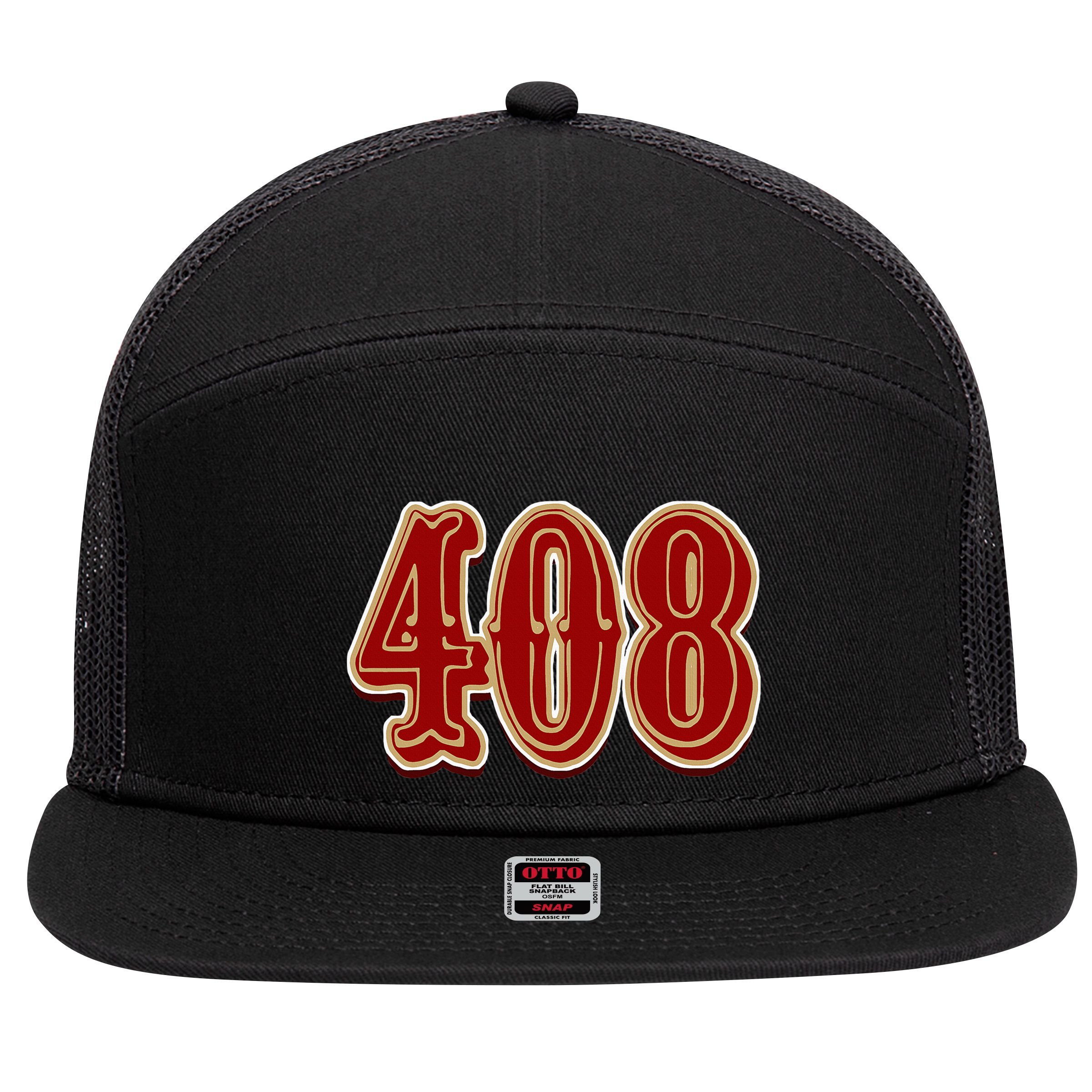 San Jose Dynasty S 408 Hella 408 Legacy 7 Panel Mesh Trucker Snapback Hat