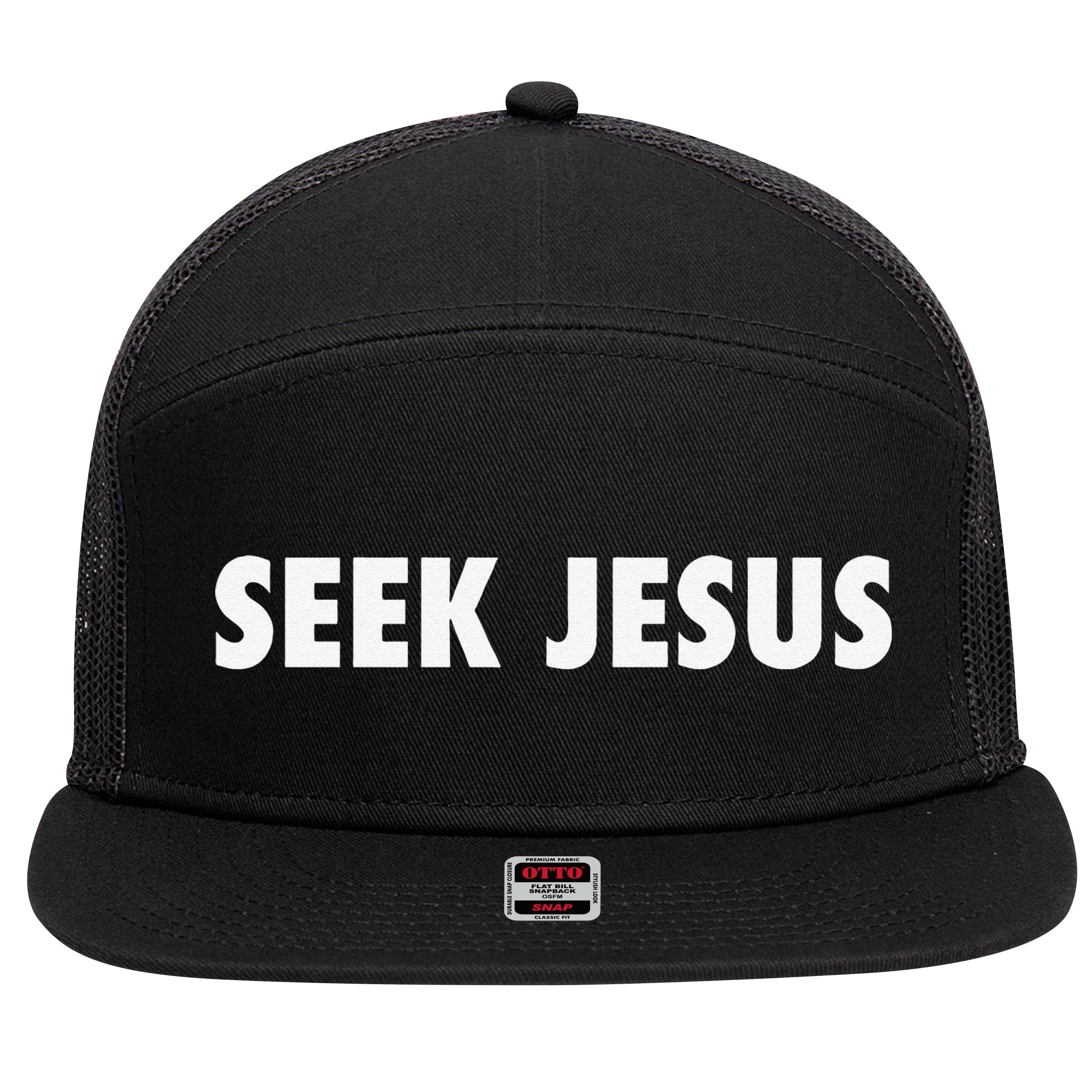 Seek Jesus Evangelism 7 Panel Mesh Trucker Snapback Hat