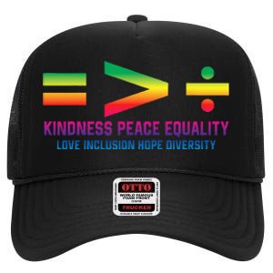 Social Justice Equality Greater Than Division High Crown Mesh Back Trucker Hat