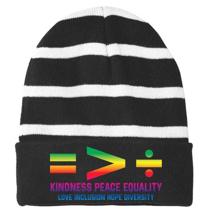 Social Justice Equality Greater Than Division Striped Beanie with Solid Band