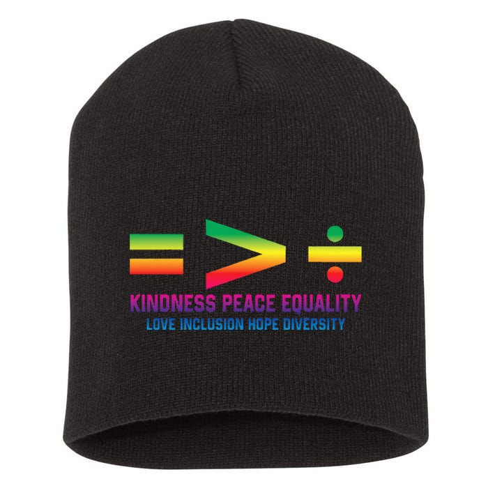 Social Justice Equality Greater Than Division Short Acrylic Beanie