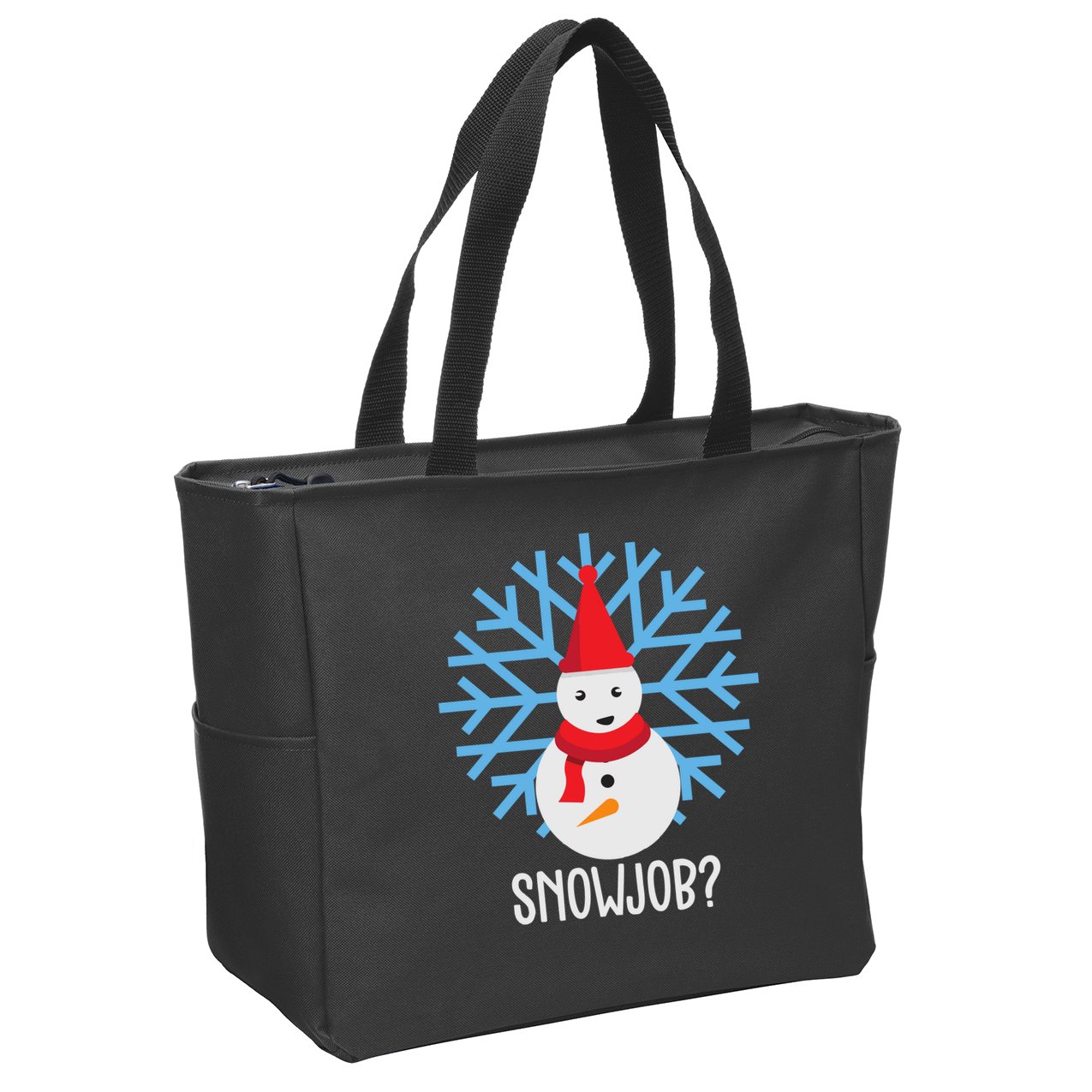 Snow Job Funny Snowman Zip Tote Bag