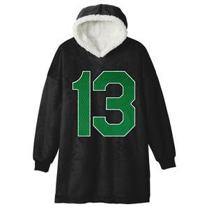 Sports Jersey Fan Player Supporter Kelly Green Number 13 Hooded Wearable Blanket