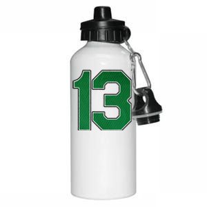 Sports Jersey Fan Player Supporter Kelly Green Number 13 Aluminum Water Bottle