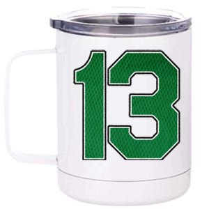 Sports Jersey Fan Player Supporter Kelly Green Number 13 12 oz Stainless Steel Tumbler Cup